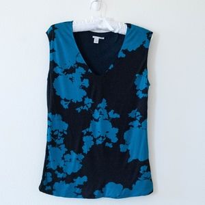 Nordstrom Halogen Black and Blue V-Neck Tank Top
